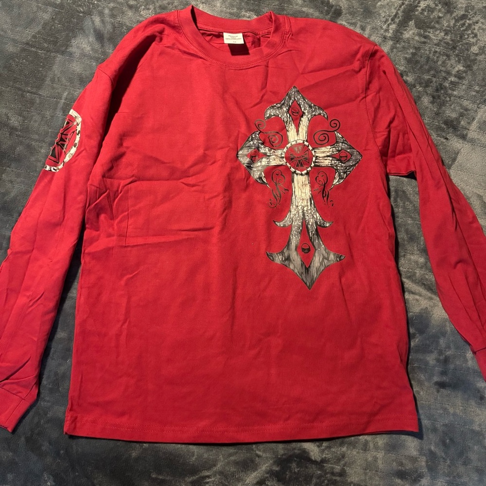 Red Graphic Long Sleeve Shirt